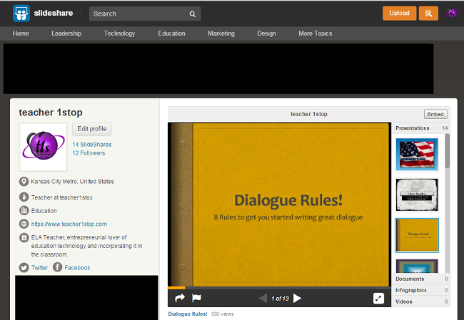 Slideshare.net Screenshot of webpage